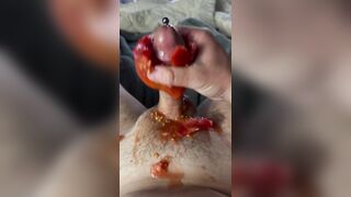 Stroking with a tomato