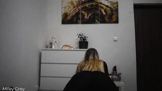 Undress Tease in Leggins 'cuz I Wanna Show U My Twat ???? - Miley Grey