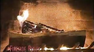 Two lesbians have fun at the fire