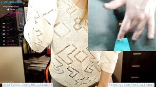 Teacher's squirting in her leggings in the centre of the class during the time that her toy's being controlled