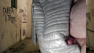 Ejaculation on Girlfriend's PZ Soft Silver Down Jacket
