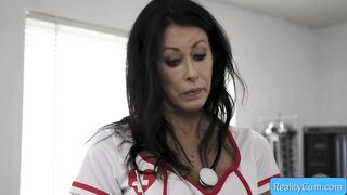 See This Large Tit Aged Nurse in Hawt Red Pants and Brassiere Seduces Her Patient