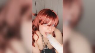 Redhead small honey Nattali white showers for u