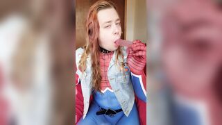 Spider-Trans drools all over pink sex tool