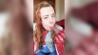 Spider-Trans drools all over pink sex tool