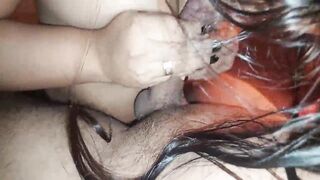 I used my giant boobs to masturbate him, but this chab wanted to cum in my throat.