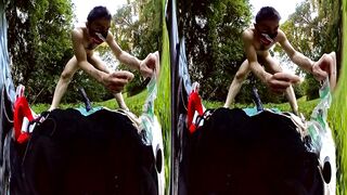 4-26-2022 - OUTSIDE HORSE RIDING VID 2022 vr version VR180 sbs, IDEAL 1ST TRY, FINE, dong parts