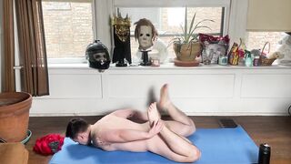 Short Muscle Twink Stretches Stripped