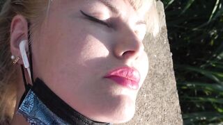 PUBLIC ON A BENCH. A SUNNY DAY A CUTE TWAT