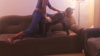 Puppy gets drilled by lewd cosplay Spiderman