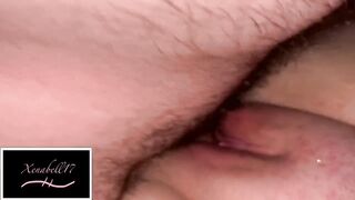 Getting screwed whilst using a dildo on love button groaning to climax