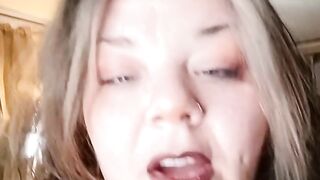 Lewd big beautiful woman repeatedly squirts whilst masterbating in fishnets