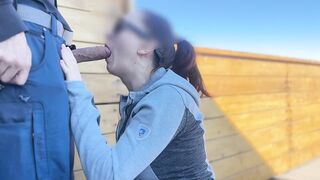 DICKFLASH public, a little redhead bitch gives me a tugjob and oral-sex during the time that her bf out Bigmax8inch