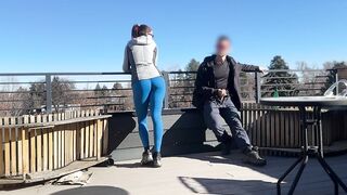 DICKFLASH public, a little redhead bitch gives me a tugjob and oral-sex during the time that her bf out Bigmax8inch