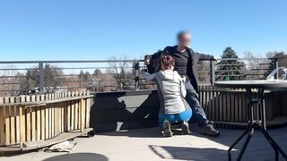 DICKFLASH public, a little redhead bitch gives me a tugjob and oral-sex during the time that her bf out Bigmax8inch