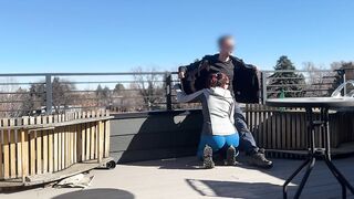 DICKFLASH public, a little redhead bitch gives me a tugjob and oral-sex during the time that her bf out Bigmax8inch