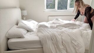 Hawt Blond Making The Couch In A TRANSPARENT Bodysuit