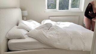 Hawt Blond Making The Couch In A TRANSPARENT Bodysuit