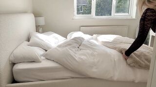 Hawt Blond Making The Couch In A TRANSPARENT Bodysuit