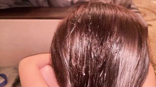 This Natural Remedy Will Strengthen Your HAIR! Jizz flow on Hair. Brushing Cum Into Hair.