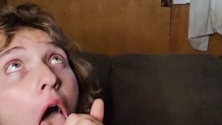 POV hawt teen gives sloppy oral (licks cum off toes in full movie scene on onlyfans!)