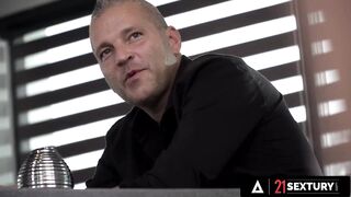 Wild Beauty Enjoys This Sexy Business Rencounter Trio