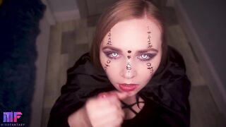 Cute Lustful Witch Gives Oral-sex And Gets Cum On Her Face