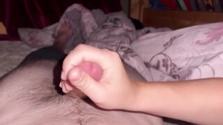 Hawt stepmom jacks off stepson