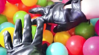 Female-dominator Mara ASMR Leather Panties, Jacket, Gloves + Boots in a Ball Pit [SADOMASOCHISM / Kink]