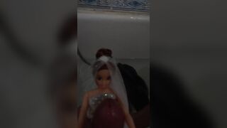 Baby Sue masturbates in a wedding suit with cum on her face. Playing with dolls..mp4