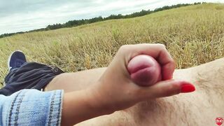 Glamorous public urethral plug in field - real sounding outdoor cum 4K