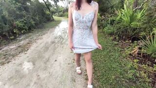 masturbating outdoors on a public walk way