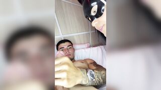 My nineteen year old Colombian stepsister clothed up as PlayBoy and sucked me off, this babe wishes Doggy style.