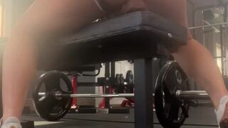 Lewd fit gym sweetheart makes u see her public cunt sex toy ride and squirt