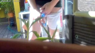 Redhead hunk tries to pee in a bottle hiding from his ally. Caught, it ends up in watersports and a homo blow job