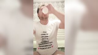 This Russian homo has a addiction: this chab likes the smack of new cum in his throat!