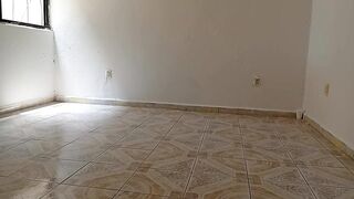 Mama takes off anything and stays in her belt to do the cleaning