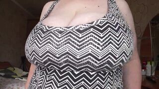 Large nice-looking boobs swing close-up.