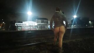 gal flashing in nature's garb in the street banging in public voyeurs and caught by the police