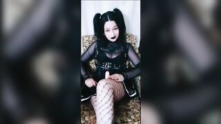 Gothic gal with Thong-on shows u who's boss