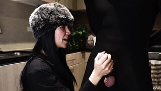 Luxurious Lalin girl Mastix Milks BWC in her kitchen - seductive obscene talking tugjob w/ large jizz flow