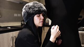 Luxurious Lalin girl Mastix Milks BWC in her kitchen - seductive obscene talking tugjob w/ large jizz flow