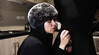 Luxurious Lalin girl Mastix Milks BWC in her kitchen - seductive obscene talking tugjob w/ large jizz flow