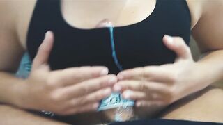 POV Tugjob and sport brassiere bang. shhhhh I desire your ejaculation at parents home