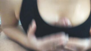 POV Tugjob and sport brassiere bang. shhhhh I desire your ejaculation at parents home