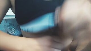 POV Tugjob and sport brassiere bang. shhhhh I desire your ejaculation at parents home