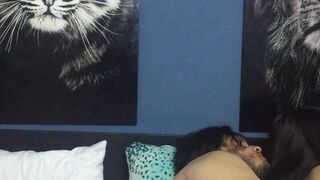 I bang my girlfriend's butt and this babe makes alluring groans.