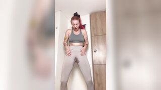 Peeing in my leggings then riding my vibrator moist!