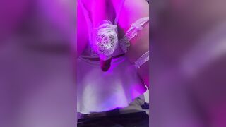 Femboy twink in white underware riding massive BBC vibrator with oozing spunk flow