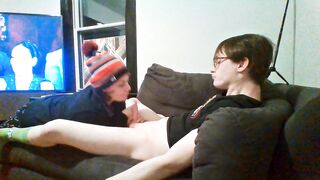 Green Socked Loser Cums below Heather Kane pressure!